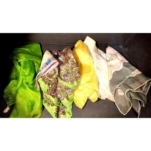 1145.  Lot of 6 Scarves Head Scarf, Neck Scarf Hankie